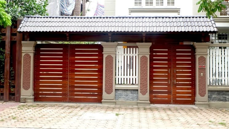 Mẫu cổng gỗ biệt thự 2 cánh đẹp "sang trọng" Mau Cong Go Biet Thu Hien Dai 2 Canh Dep 02 1